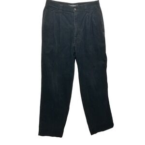 VTG Y2K Pure Stuff Men Pants 33 Black Corduroy Pleated Straight Leg‎ Retro 90s
